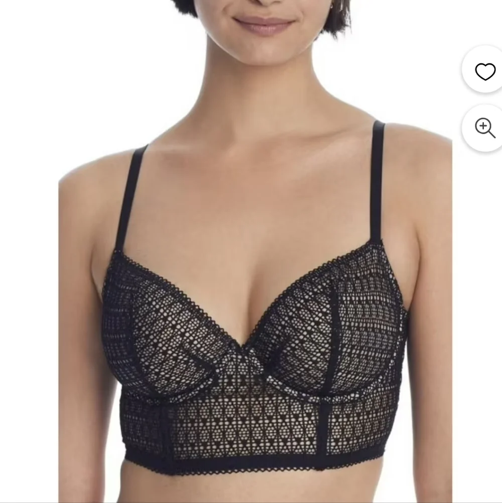 Nearly Nude ✨️ Black Midnight Modern Geo Longline Demi Bra Size 36C